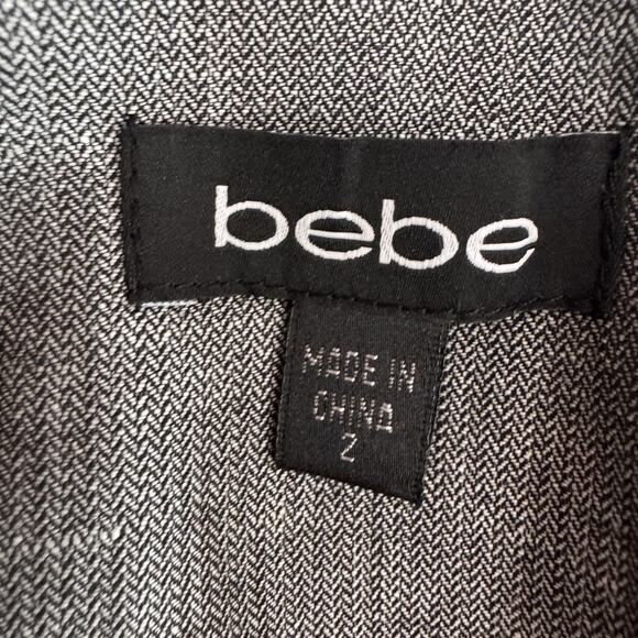 Y2K Bebe Gray Tweed Cropped Blazer Mermaid Pleat Jacket Indie Office Baddie 2 - Picture 9 of 9